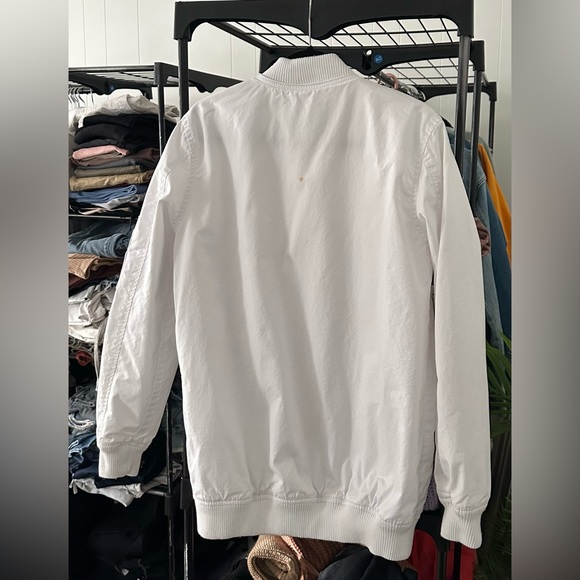 White Unisex longline bomber jacket - Picture 2 of 4